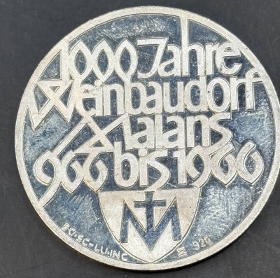 Auktion 363<br>Silbermedaille -925-, 1000 Jahre Weinbaudorf Malans 966 - 1966, D-3,5 cm, 17,7 gr [1]