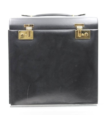 Auktion 363<br>gr. Schmuckkasten befüllt mit div. Modeschmuck, Kasten H-29cm B-28,5cm T-22cm, Kasten mit Gebrauchsspuren (Boden mit Riss, Spiegel gebrochen) [1]