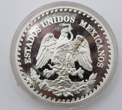 Auktion 363<br>gr. Silber-Medaille, Mexiko, 5 Unzen, 1987, gekapselt, ca. D-7cm [1]