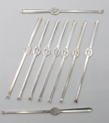 Auktion 363<br>9x Hummergabeln, Gebr. Hepp /Tip Top Braunschweig, versilbert, älter, ca. L-21,2cm [1]