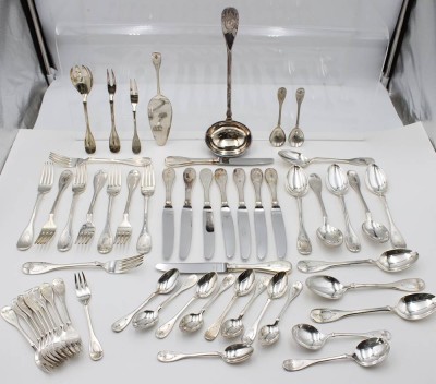 Auktion 363<br>Besteck für 9 Personen, Wilkens Bremen, Schloss Rosenborg, 63 Teile [1]