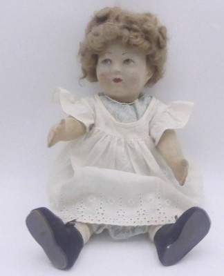 Auktion 363<br>Frühe Stoffpuppe mit bemalten Gesicht, Käthe Kruse?, H-40 cm [1]