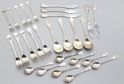 Auktion 363<br>27tlg. Besteck, Rosenthal, Lotus, Messer L-20,5cm [1]