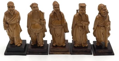 Auktion 363<br>5x chines. Würdenträger, Holzschnitzereien, H-ca. 12 cm [1]