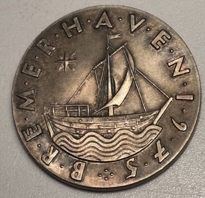 Auktion 363<br>Bremerhaven Medaille 1975 Schiffahrts Museum, Silber, D-32 mm, ca. 20 gr [1]