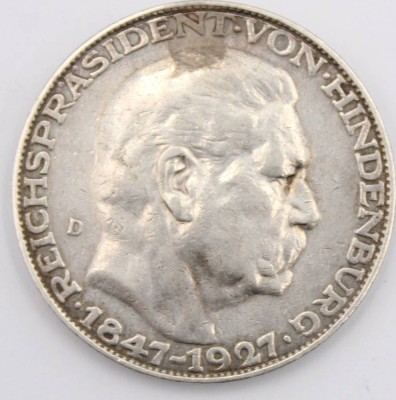 Auktion 363<br>Medaille 1927, Hindenburg 24.8g, Silber 36mm, 