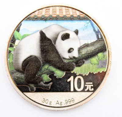 Auktion 363<br>China Panda 30g Silber 2016 farbig, 10 Yuan [1]