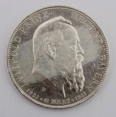 Auktion 363<br>5 Mark 1911, Luitpold-Regent von Bayern [1]