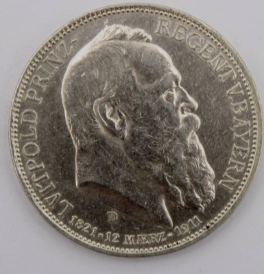 Auktion 363<br>3 Mark, 1911, Luitpold von Bayern [1]