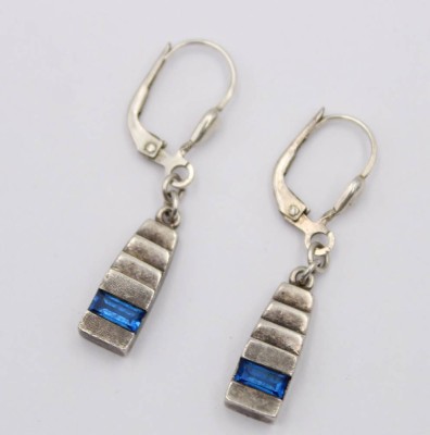 Auktion 363<br>Paar Ohrhänger, Silber, blaue Steine, 2,7gr., L-3cm [1]