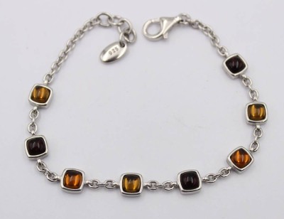 Auktion 363<br>925er Silber-Armband mit wohl Bernsteinen, 11,1gr., L-20cm [1]