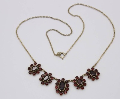 Auktion 363<br>Granat-Collier, 925er Silber vergoldet, 8,3gr., ca. L-44cm [1]
