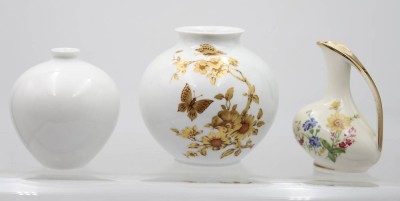 Auktion 363<br>3tlg. Vasen-Konvolut, KPM Berlin, Alka und Kaiser, Größte H-ca. 13cm [1]