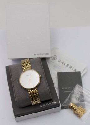 Auktion 363<br>Armbanduhr, Bering, Quartz, Werk nicht geprüft, goldfarben, D-3,4cm, Box anbei [1]