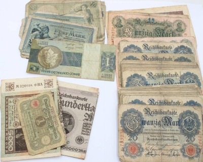 Auktion 363<br>Konvolut alter Banknoten, meist Deutsches Reich [1]