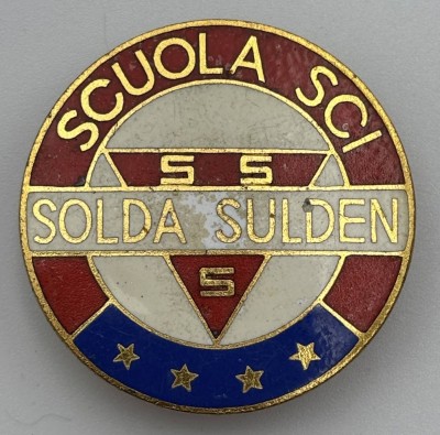 Auktion 363<br>Emailliertes Abzeichen SSS Scuola Sci Solda Skischule Sulden , D-4 cm [1]