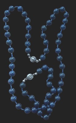 Auktion 363<br>dkl.blaue Steinkette mit passenden Armband, beide Silberschliessen-925-,  Kugeln ca, 9,8 mm [1]