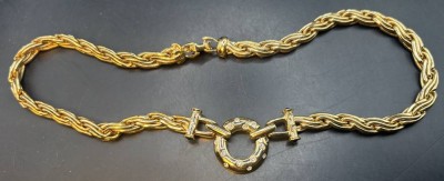 Auktion 363<br>goldfarbene Collier Kette mit klaren Steinen, L-ca,. 42 cm [1]