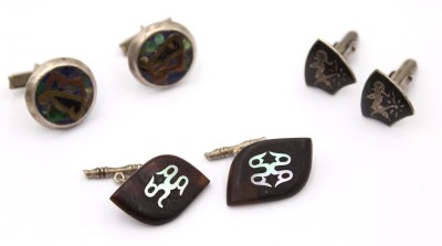 Auktion 363<br>3 Paar div. Manschettenknöpfe, Silber, älter [1]