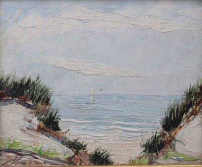 Auktion 363<br>J.H. MINDERMANN (1872-1959), Juister Dünen, Öl/Hartfaser, gerahmt,. RG 24 x 27,5cm [1]