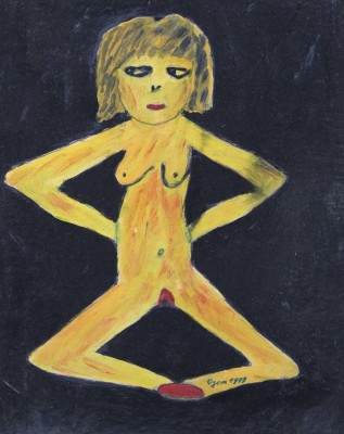 Auktion 363<br>Gertrud OGEM (1919-1985) , naiver Akt, Öl/Malkarton, datiert 1973, gerahmt, RG 50,5 x 40,5cm [1]