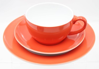 Auktion 363<br>3tlg. Gedecke, Schönwald, Dibbern, Solid Color, orange, Tasse H-5,6cm [1]