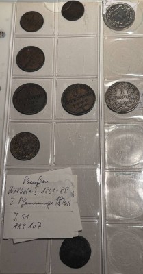 Auktion 363<br>9 Klein- Münzen Preussen, 1x 1 Reichsmark 1939 und 7x 1 Pfennig Münzen [1]