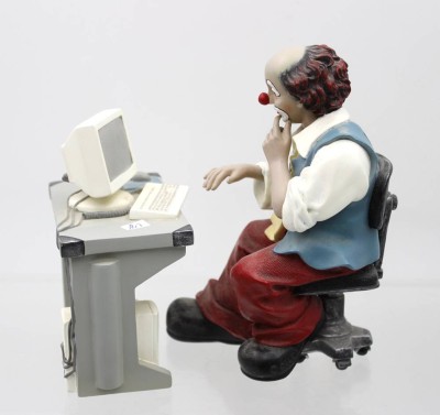 Auktion 363<br>Clown am Computer, Gilde, 2tlg, ca. H-17cm [1]