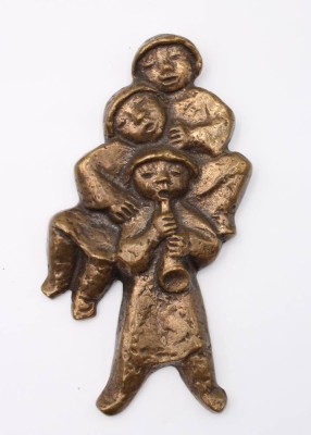 Auktion 363<br>Wandbild, 3 musizierende Kinder, Bronze, ca. H-15cm [1]