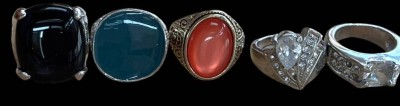 Auktion 363<br>5x grosse Modeschmuck-Ringe mit div. Steinen [1]