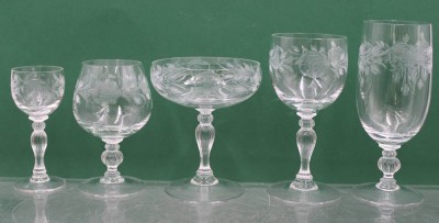Auktion 363<br>42tlg. Gläsersatz, Kristall beschliffen, Größtes H-16cm [1]