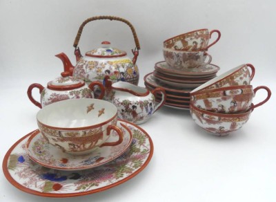 Auktion 363<br>japan. Teeservice für 6 Personen, Tassen mit Geisha-Kopf Lithophanie, 21 Teile [1]
