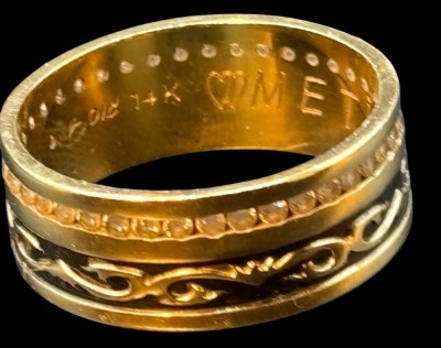 Auktion 363<br>Goldring-585- mit klaren Steinen, RG 56, 4,7 gr, innen Gravur von 2013 [1]