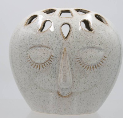 Auktion 364<br>Elissa-Vase mit Gesicht, helles Steingut, H-18 cm, B-ca. 19 cm [1]