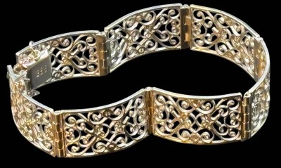 Auktion 364<br>filigran. Silber-835-, Kastenschliesse mit Sicherheitsband, 17 gr., ca, 18,5 cm [1]