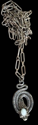 Auktion 364<br>Silberkette mit Schlangenanhänger-925- und kl. Opal, L-Kette ca. 75 cm, Anhänger H-4 cm, zus. 14,7 gr [1]
