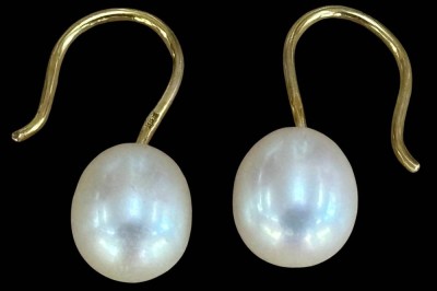 Auktion 364<br>Paar Perlohrhänger, Gold-585-, H-ca. 2,2 cm, 2,81 gr [1]