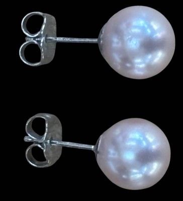 Auktion 364<br>Paar rosa Perlohrstecker mit Silbermontur, 2,2 gr [1]