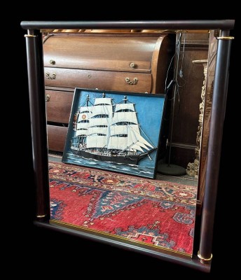 Auktion 366<br>grosser, dekorativer Spiegel mit Vollsäulen,  82x70 cm,(nicht bzw. nur auf eigene Gefahr versendbar) [1]