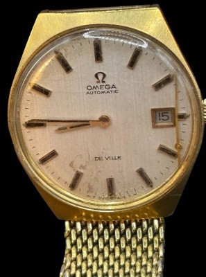 Auktion 364<br>Vintage Omega De Ville 166.05 Automatik HAU, Werk steht, Fischer Double-Band, Sekundenzeiger lose im Glas,  wohl 60/70-er jahre [1]