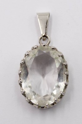 Auktion 364<br>935er Silber-Anhänger, klarer Stein, ca. L-3,2cm [1]