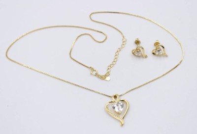 Auktion 364<br>925er Silber-Set, vergoldet, Kette mit Anhänger sowie Ohrstecker, je mit klaren Steinen, 5,8gr., Kette ca. L-48cm [1]