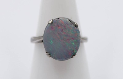 Auktion 364<br>Silber-Ring (gepr.) mit Opal-Triplette (leicht beschädigt), 4,2gr., RG 56 [1]