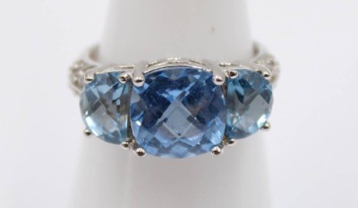 Auktion 364<br>925er Silber-Ring, blaue Steine,  4,7gr.,  RG 54 [1]