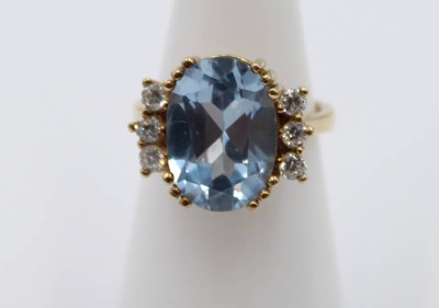 Auktion 364<br>925er Silber-Ring, vergoldet, blauer Stein, vergoldet, 5,6gr., RG 52 [1]