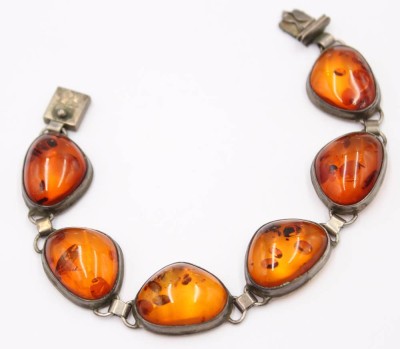 Auktion 364<br>800er Silber-Armband mit Bernsteinen, 24,2gr., L-18cm [1]