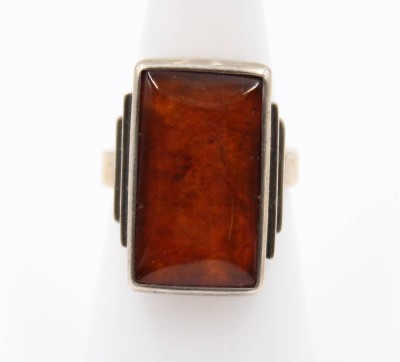 Auktion 364<br>800er Silber-Ring mit Bernstein, Art-Déco, 6,2gr., RG 53 [1]