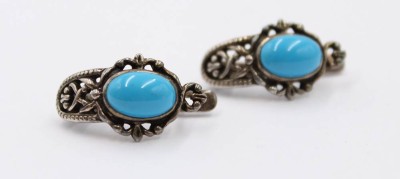Auktion 364<br>Paar Ohrstecker, Silber, mit Türkis, 5,1gr., L-2cm [1]