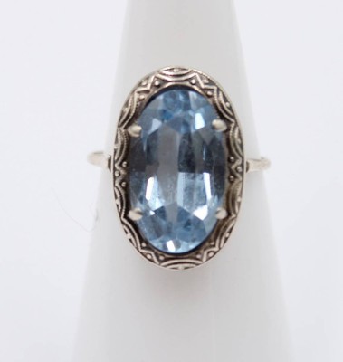 Auktion 364<br>Silber-Ring um 1930, aquamarin blauer Stein, 3,9gr., RG 53 [1]