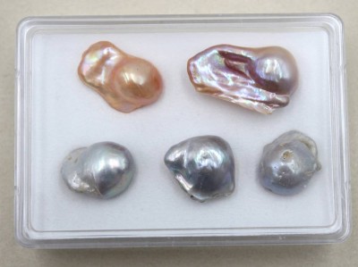 Auktion 364<br>5x Barock-Perlen, 2x ungebohrt, ca. L-3cm [1]